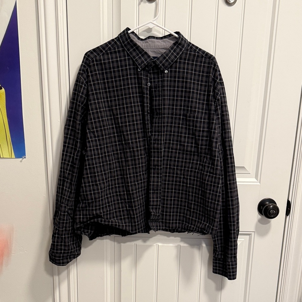 Black Plaid Button-up Dress Shirt
